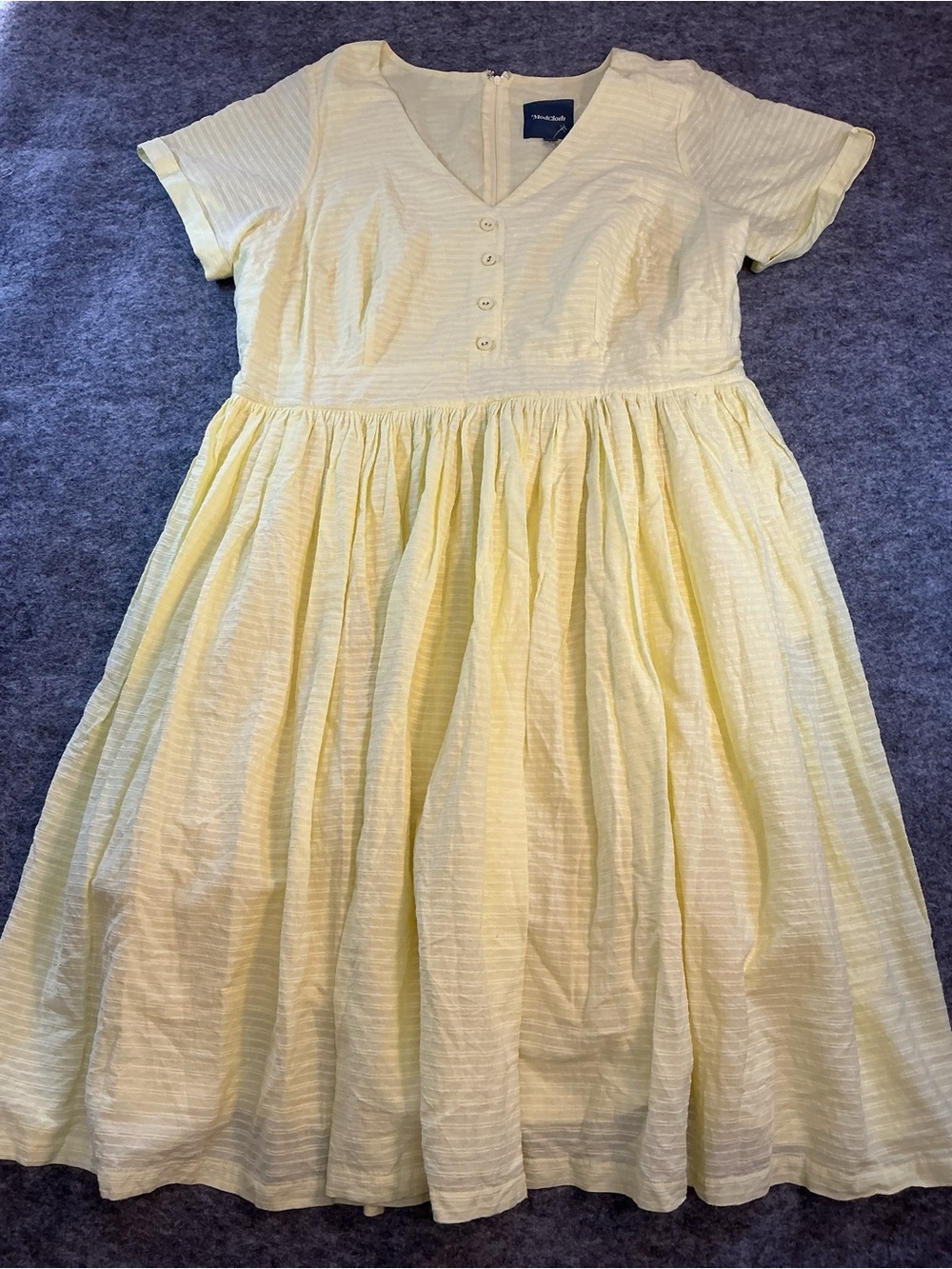 ModCloth Plus Size Retro Yellow Short-Sleeve V-Neck Dress Size 24